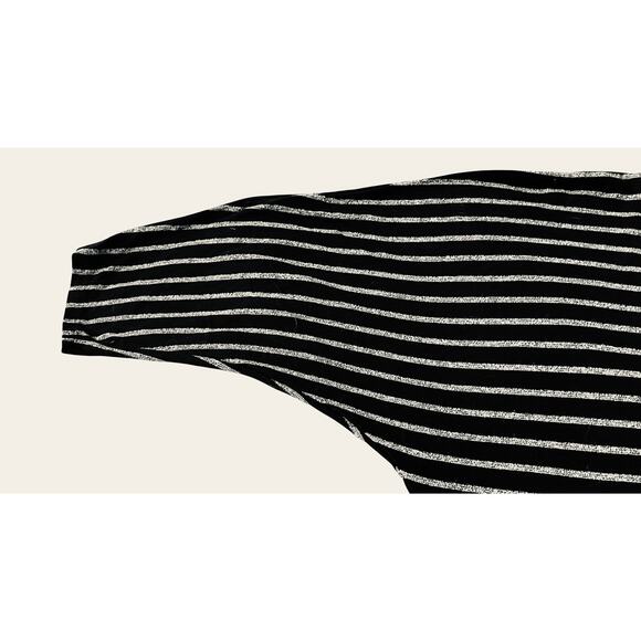 J.JILL WEAREVER 3/4 RAGLAN SLV PULL-OVER BLOUSE, WOMENS, MP, BLACK GREY STRIPES - Picture 8 of 12